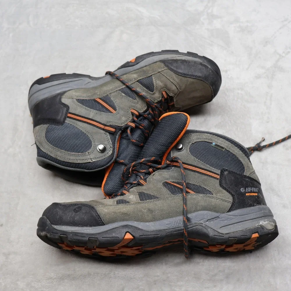 Hi-Tec Mens 11 Hiking Boots Green Gunnison Mid WP Trekking Waterproof Traction